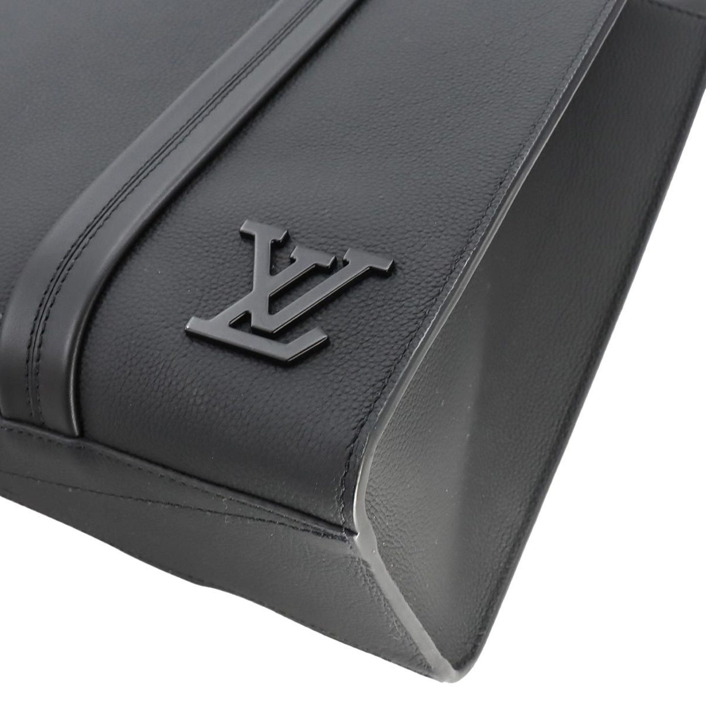 Louis Vuitton Black Leather Tote Bag