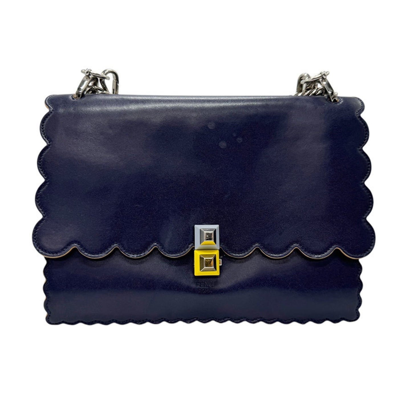 Fendi Kan I Navy Leather Shoulder Bag