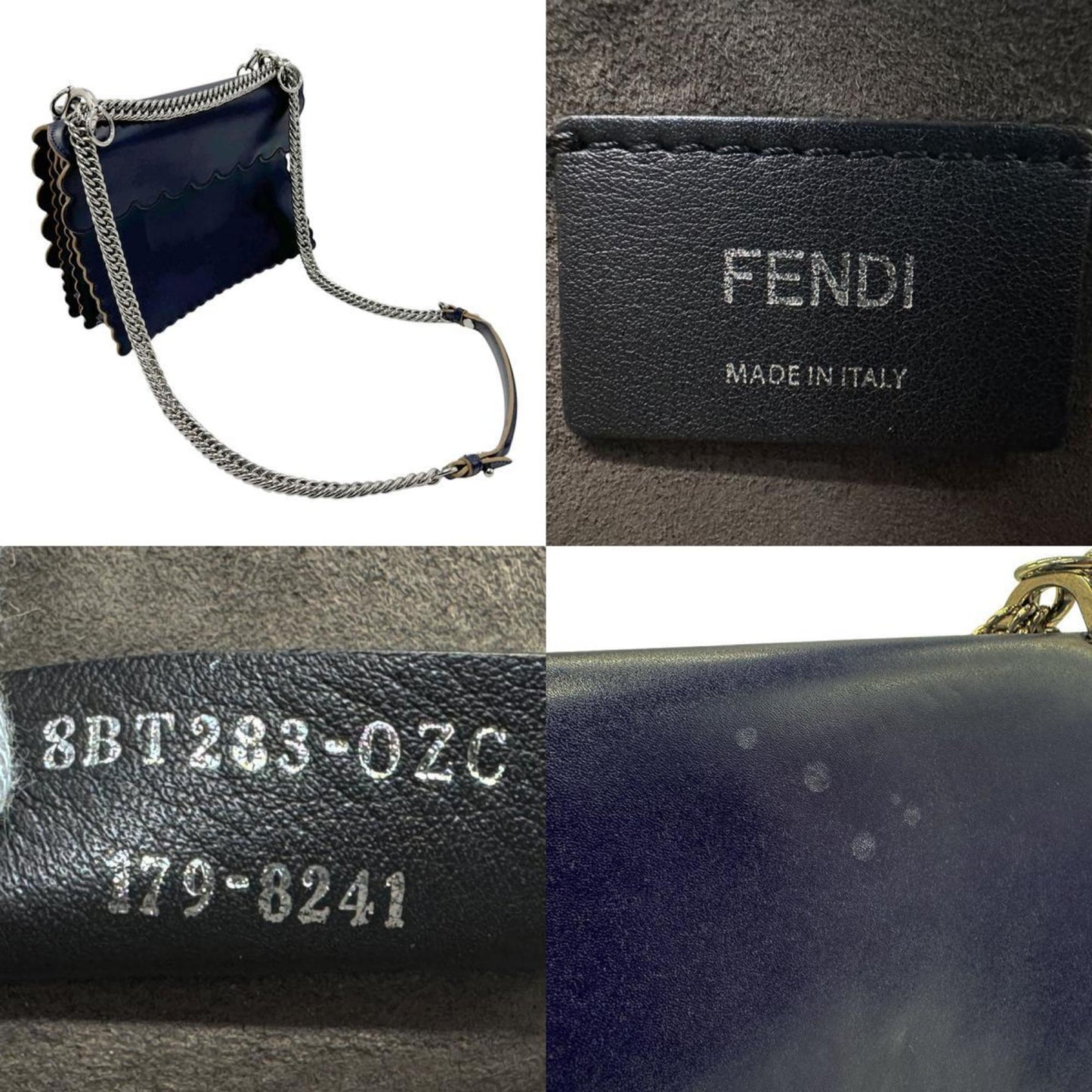 Fendi Kan I Navy Leather Shoulder Bag