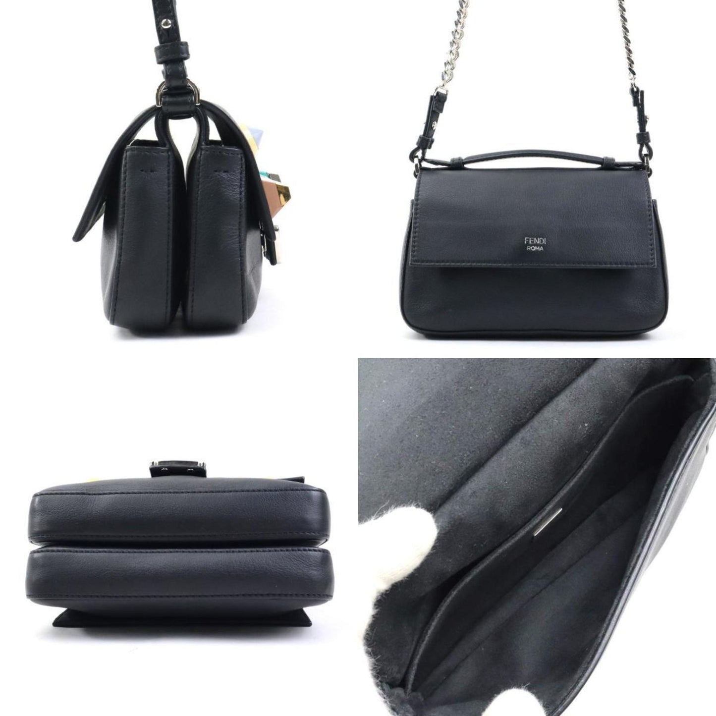 Fendi Baguette Black Leather Shoulder Bag