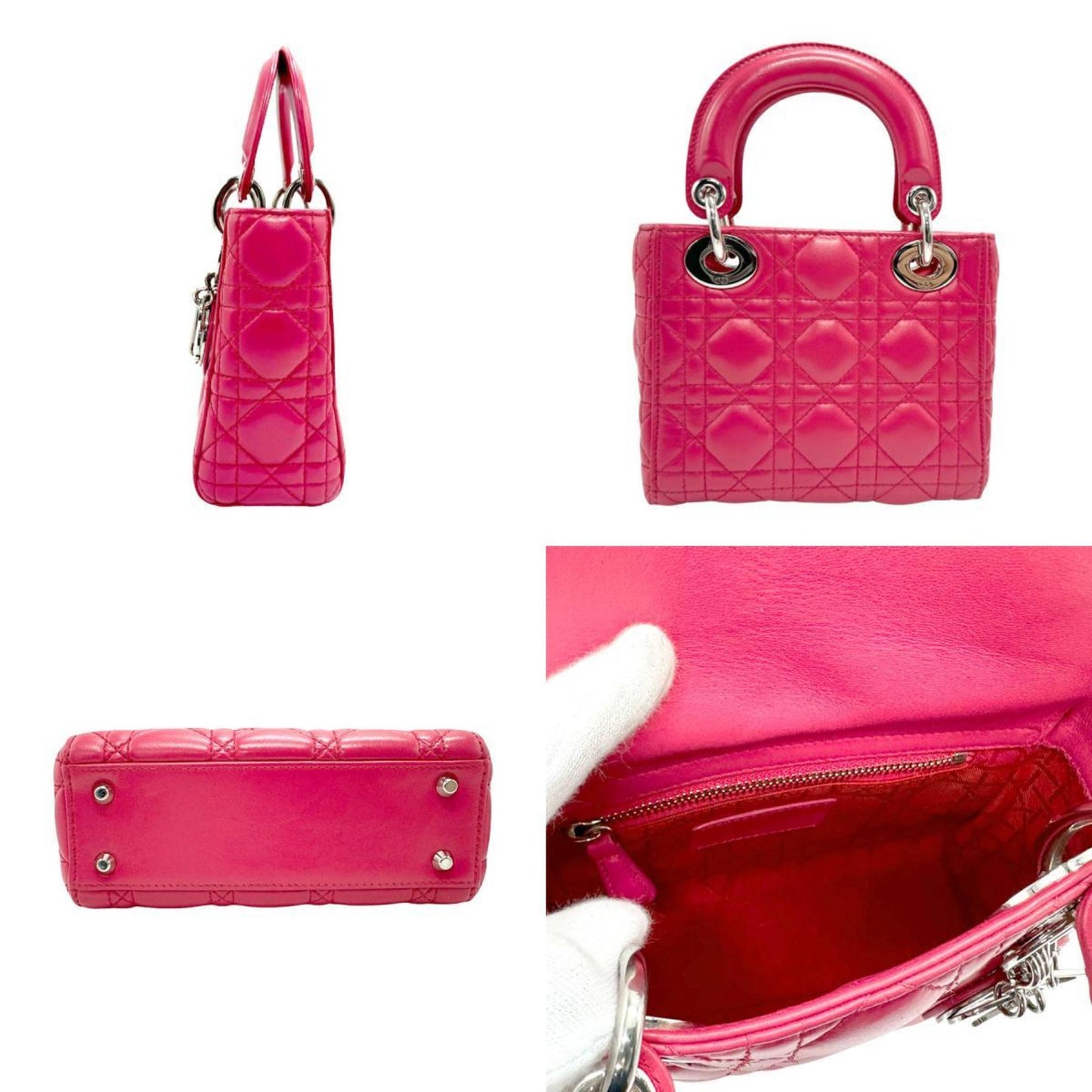 Dior Lady Dior Pink Leather Shoulder Bag