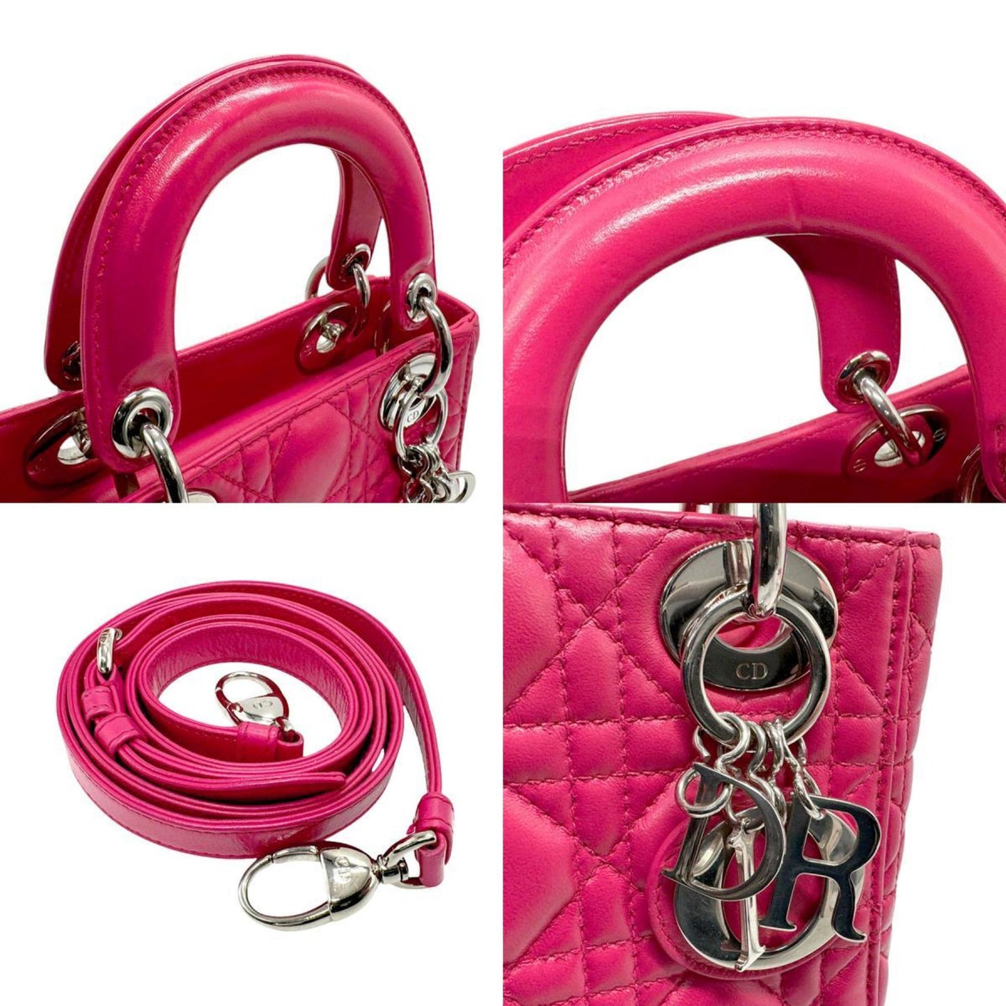 Dior Lady Dior Pink Leather Shoulder Bag