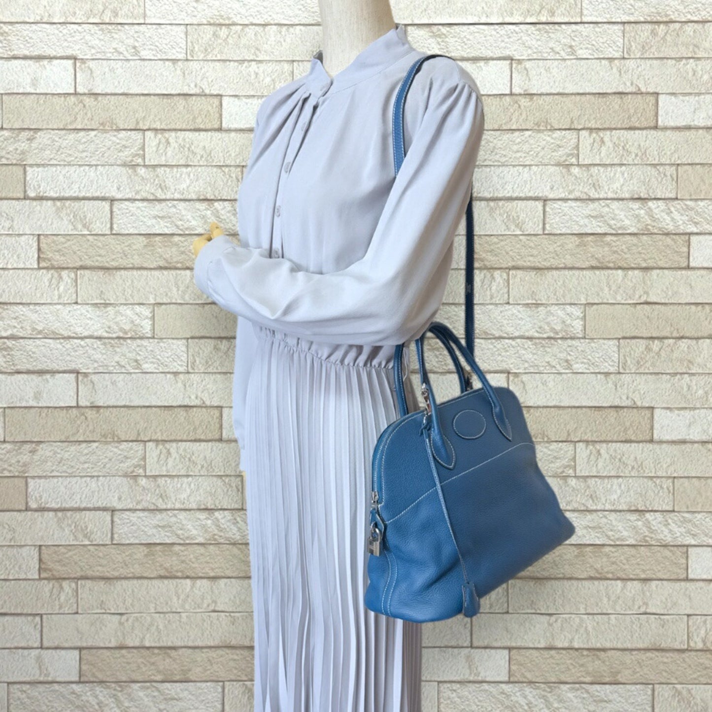 Hermès Bolide Blue Leather Shoulder Bag