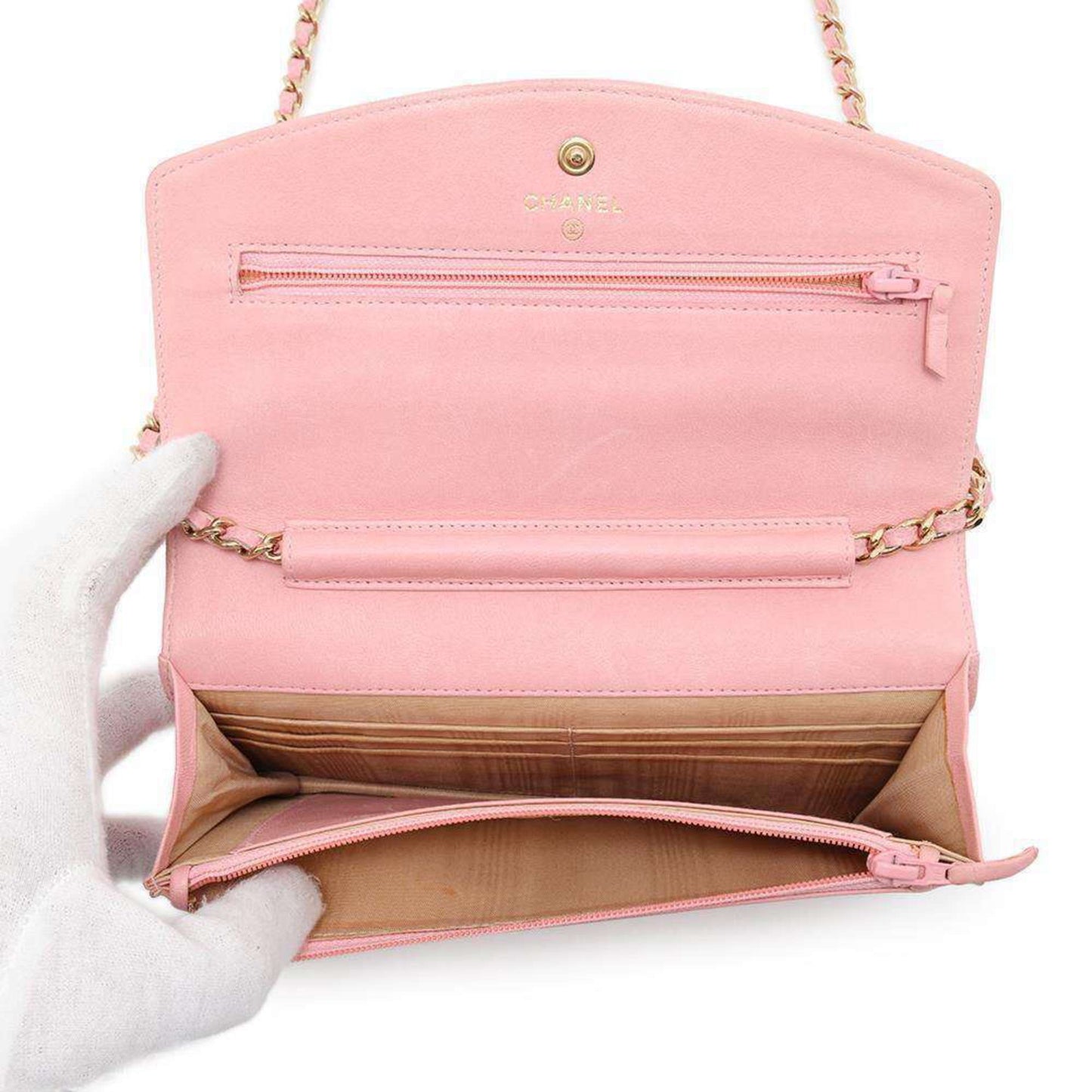 Chanel Wallet On Chain Pink Leather Shoulder Bag