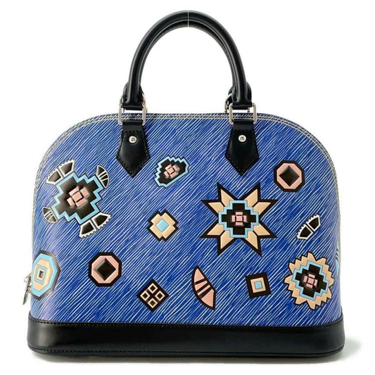 Louis Vuitton Alma Blue Leather Hand Bag