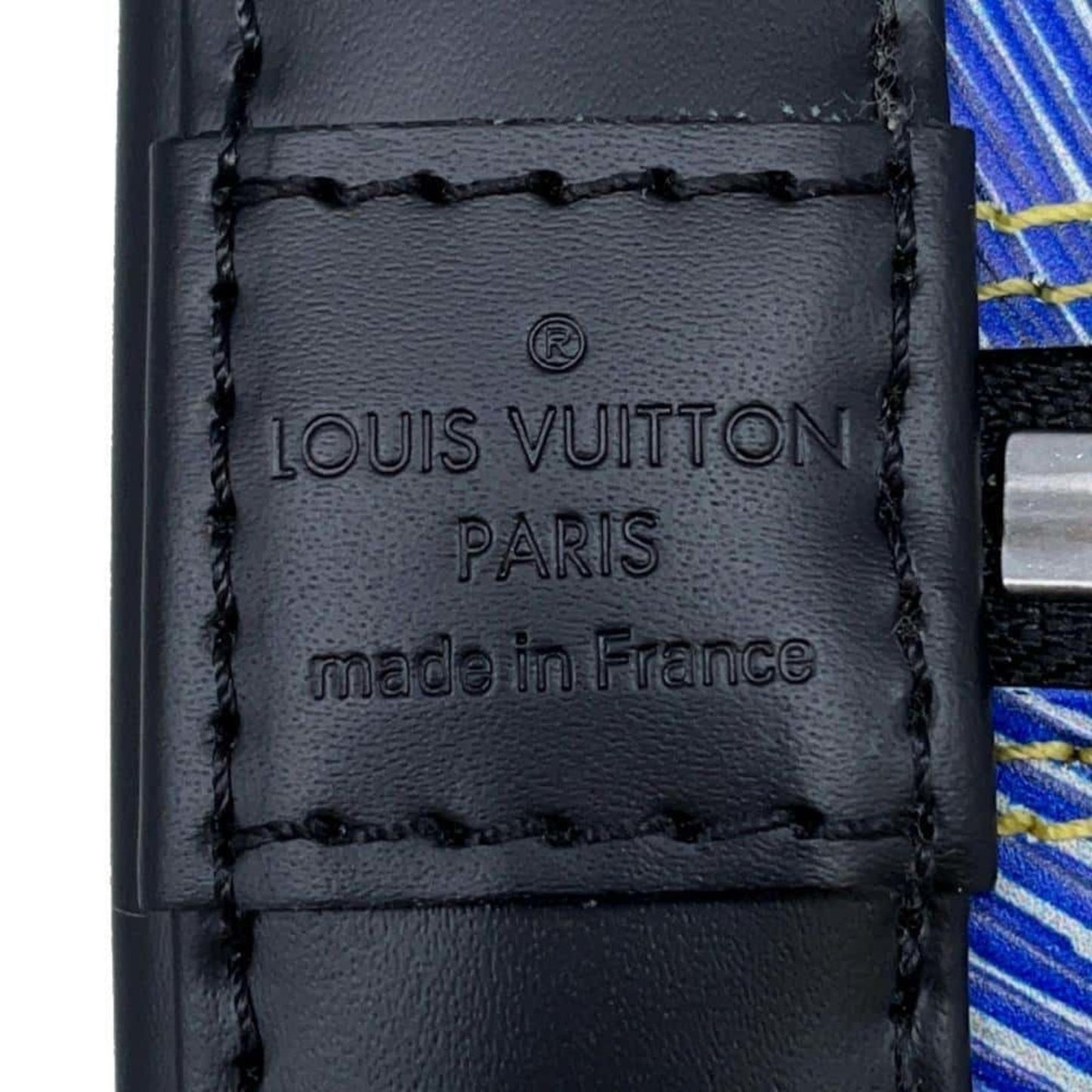 Louis Vuitton Alma Blue Leather Hand Bag