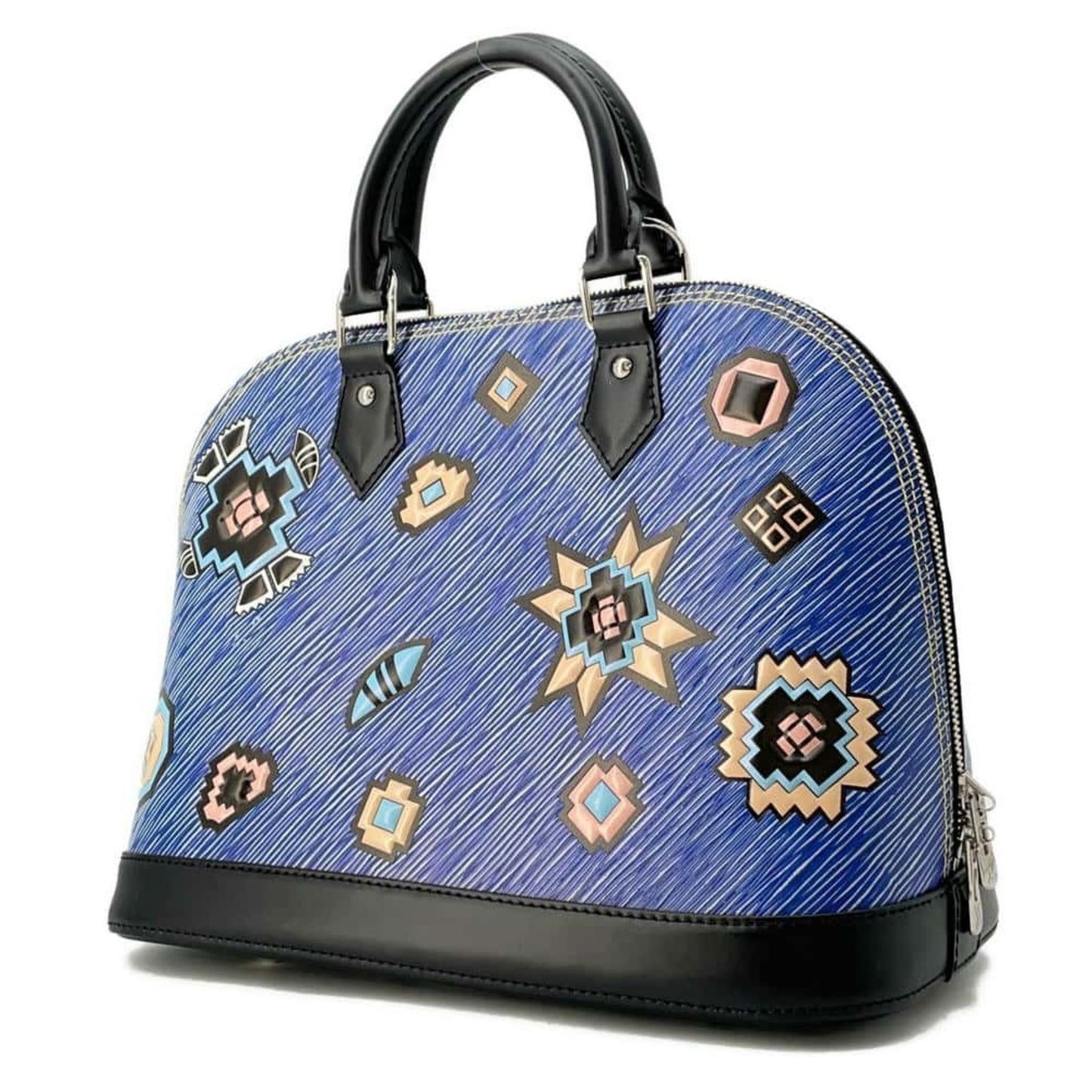 Louis Vuitton Alma Blue Leather Hand Bag