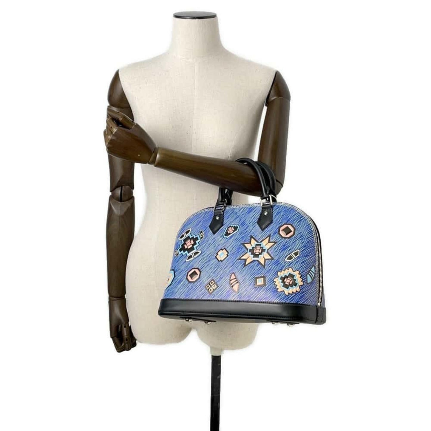 Louis Vuitton Alma Blue Leather Hand Bag