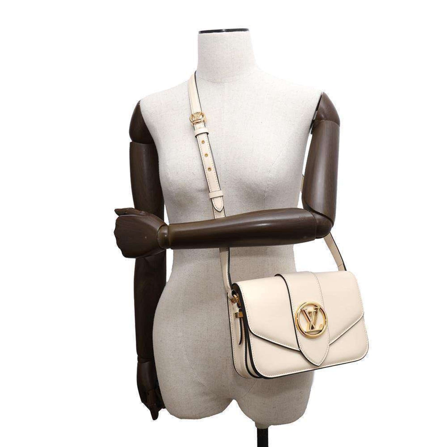 Louis Vuitton Pont Neuf Beige Leather Shoulder Bag