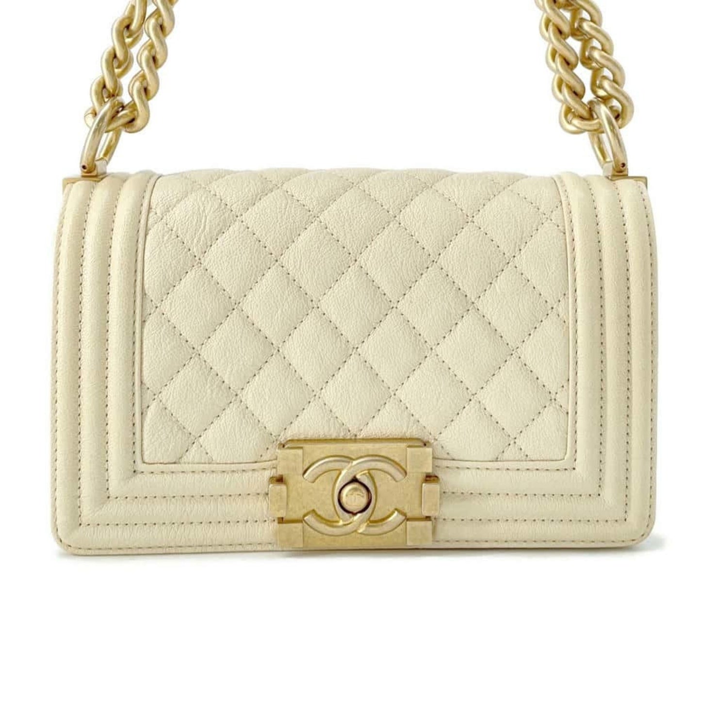 Chanel Boy Beige Leather Shoulder Bag