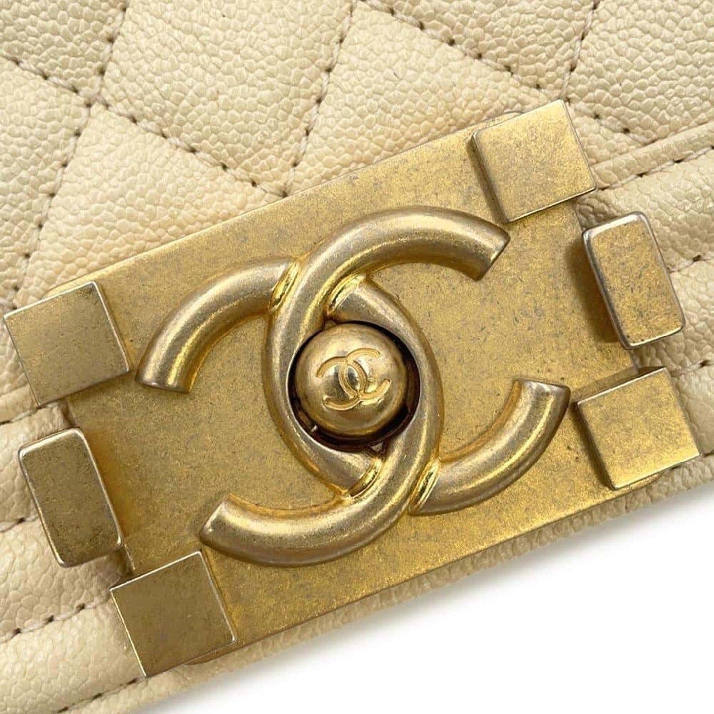 Chanel Boy Beige Leather Shoulder Bag