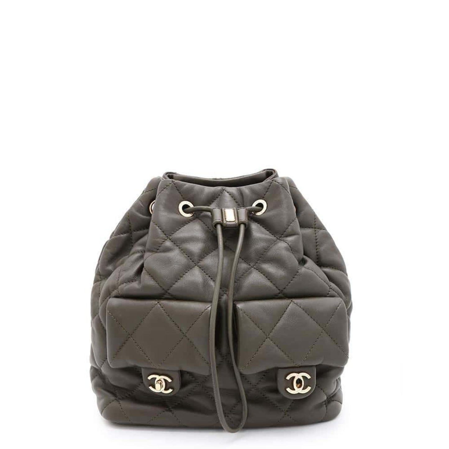 Chanel Coco Mark Khaki Leather Backpack Bag