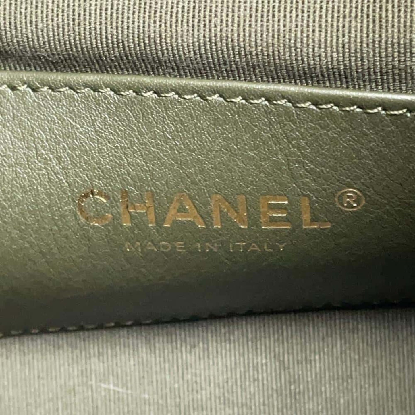 Chanel Coco Mark Khaki Leather Backpack Bag