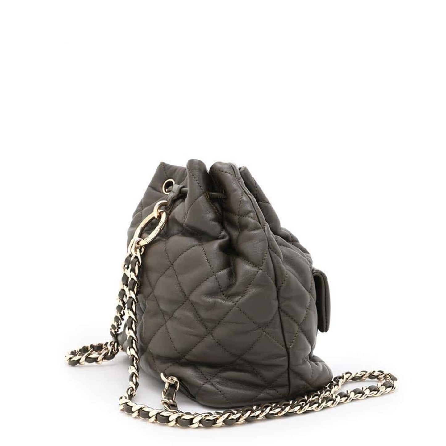 Chanel Coco Mark Khaki Leather Backpack Bag