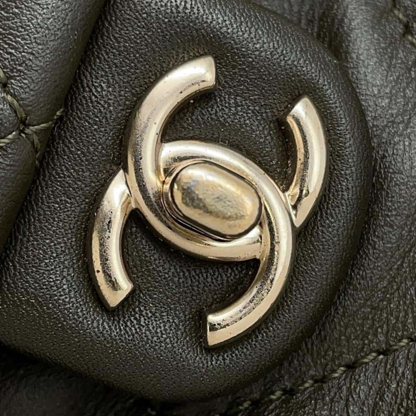 Chanel Coco Mark Khaki Leather Backpack Bag