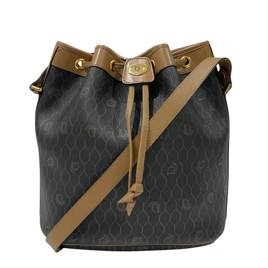 Dior Honeycomb Brown Canvas Shoulder Bag