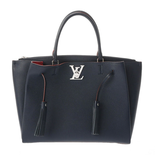 Louis Vuitton Lockme Navy Leather Hand Bag