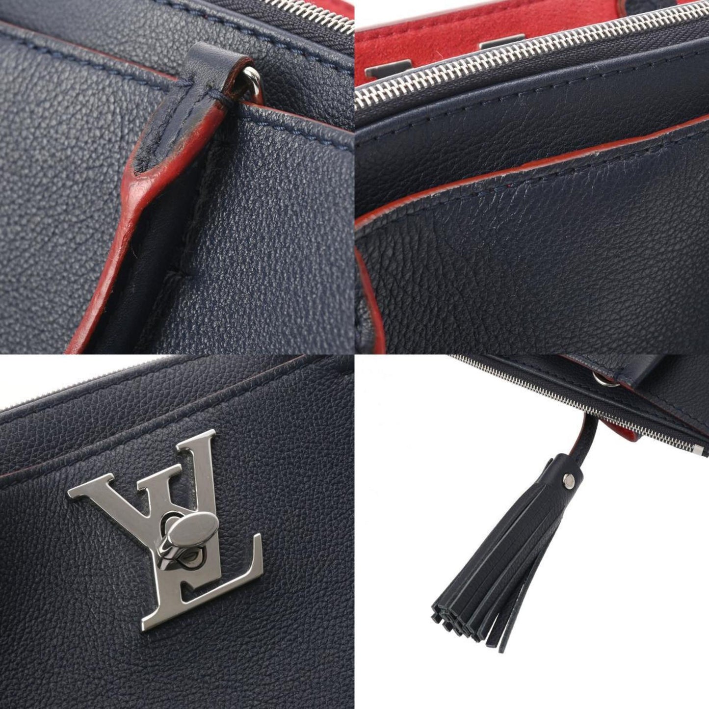 Louis Vuitton Lockme Navy Leather Hand Bag