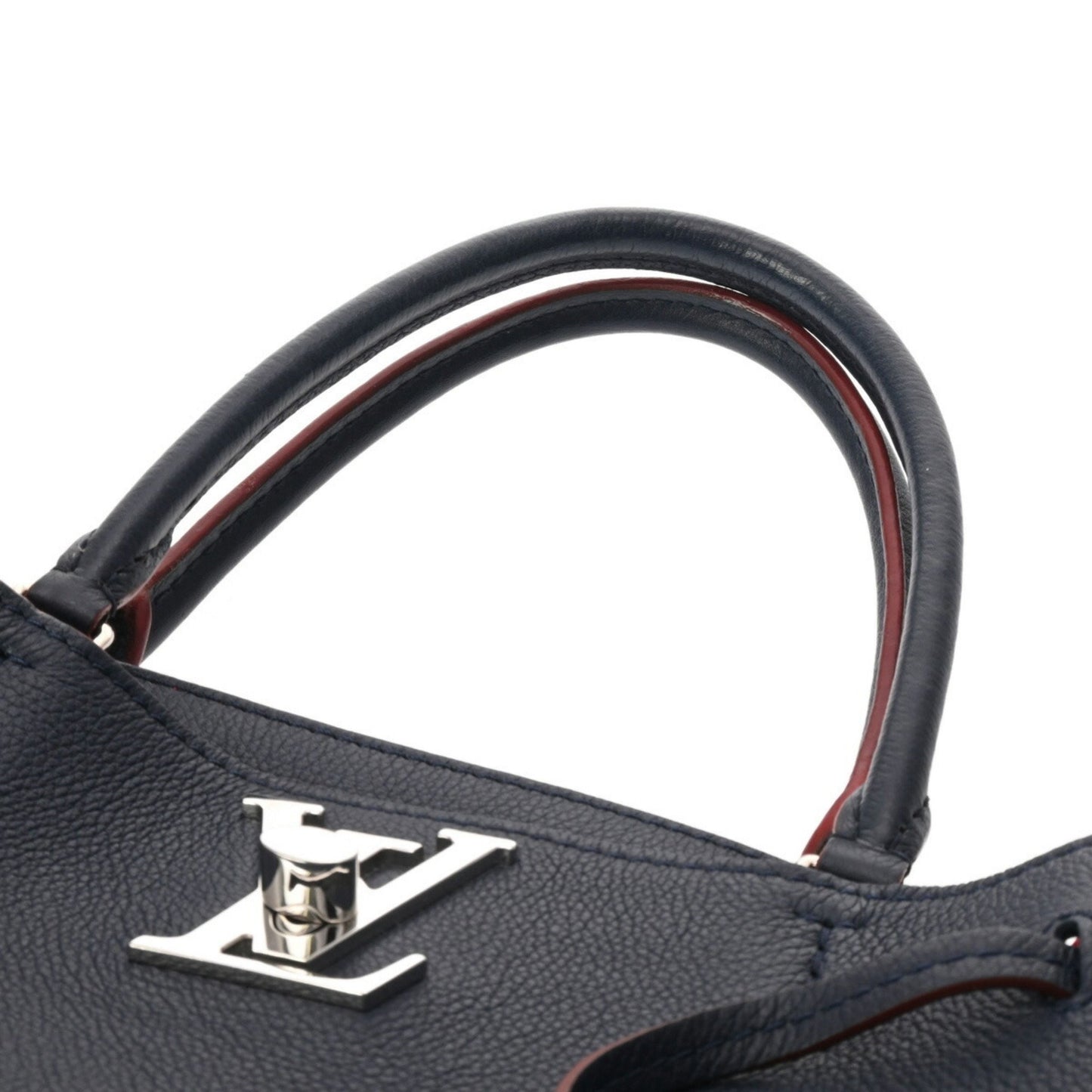 Louis Vuitton Lockme Navy Leather Hand Bag