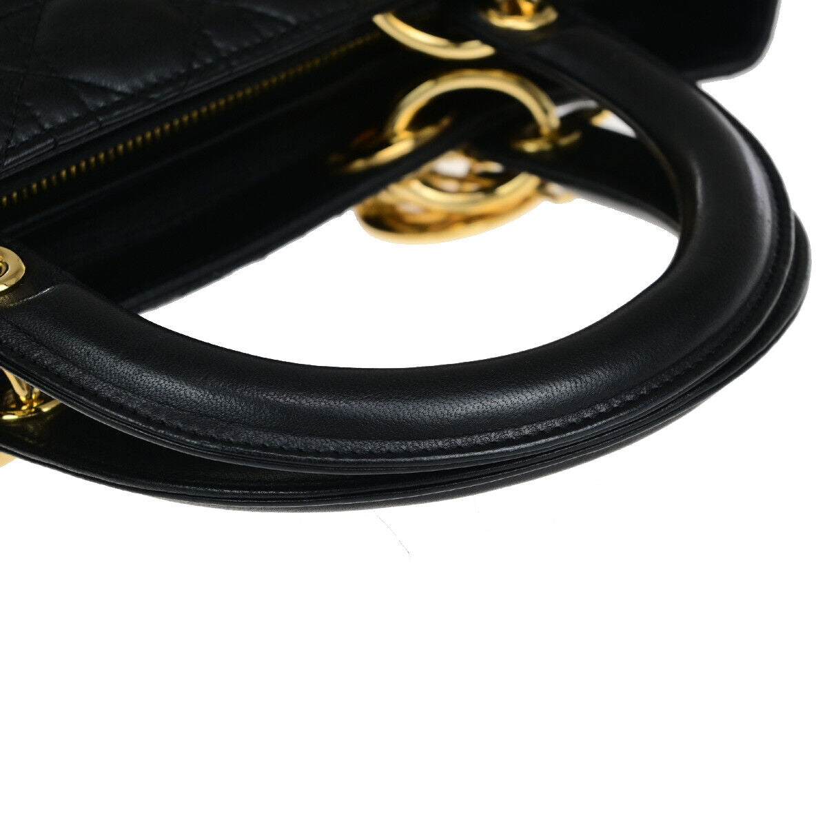 Dior Lady Dior Navy Leather Hand Bag