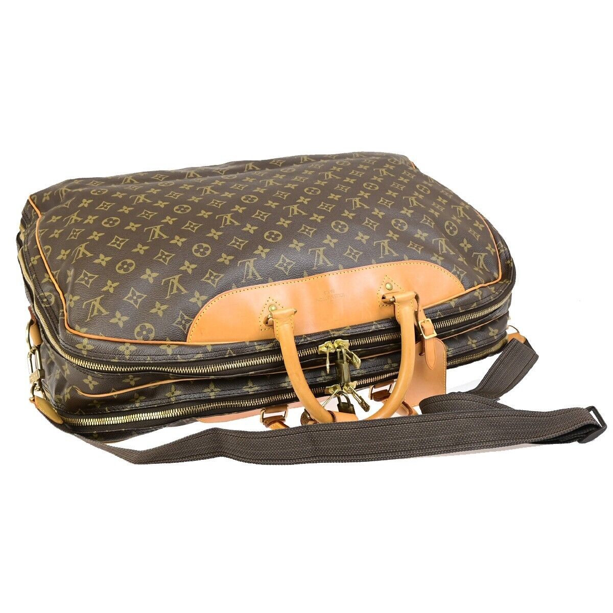 Louis Vuitton Alizé Brown Gold Plated Travel Bag