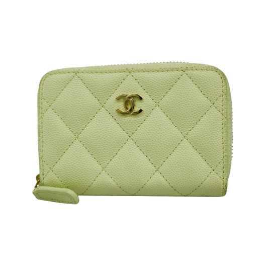 Chanel Logo CC Green Leather Wallet Accessories