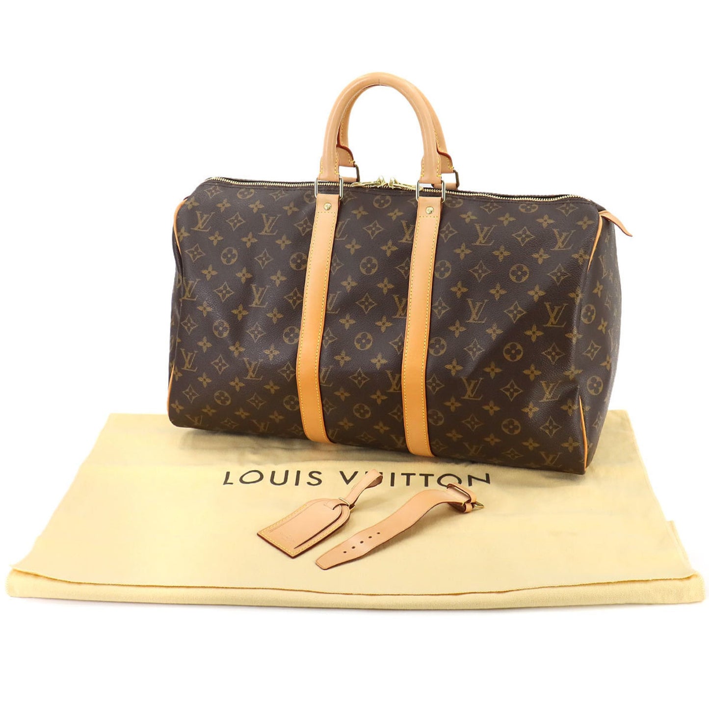 Louis Vuitton Keepall 45 Brown Canvas Travel Bag