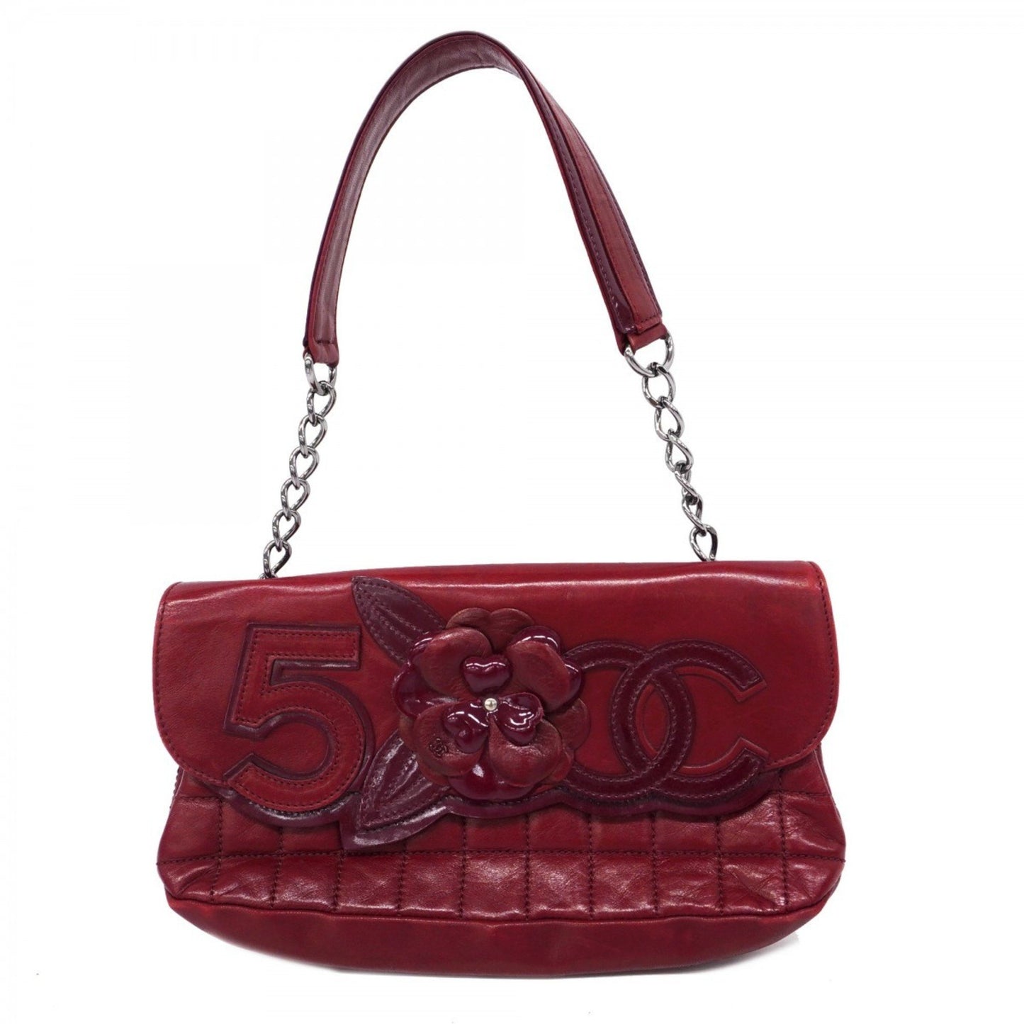 Chanel Coco Mark Red Leather Hand Bag