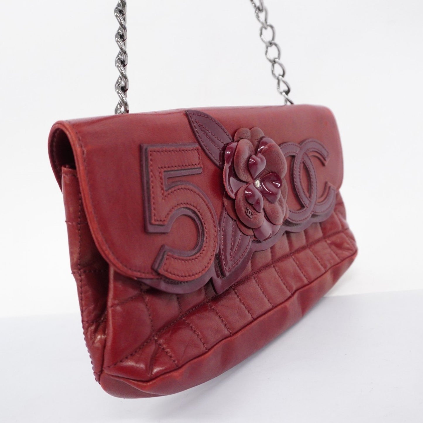 Chanel Coco Mark Red Leather Hand Bag