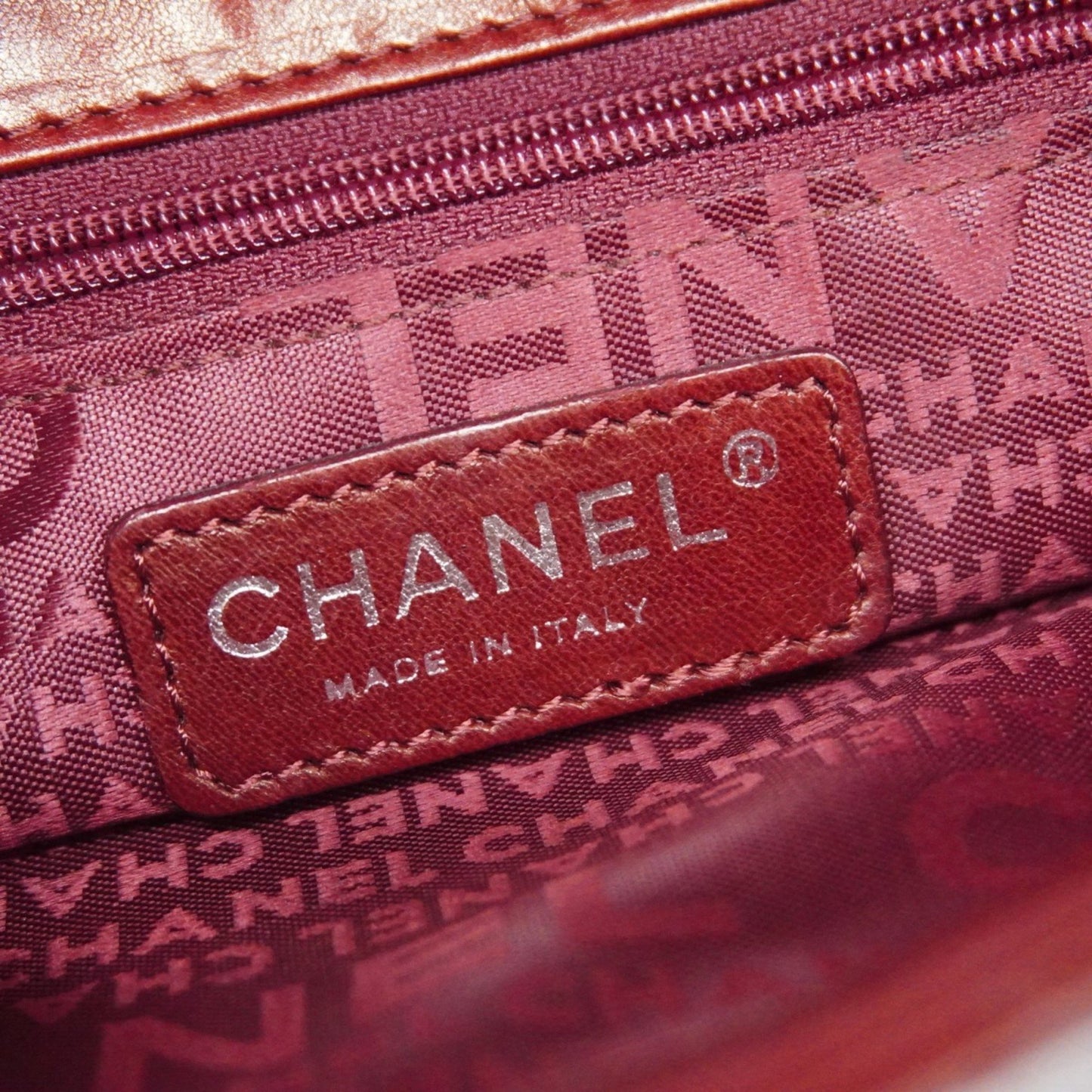 Chanel Coco Mark Red Leather Hand Bag