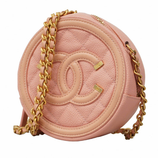 Chanel CC Filigree Pink Leather Shoulder Bag