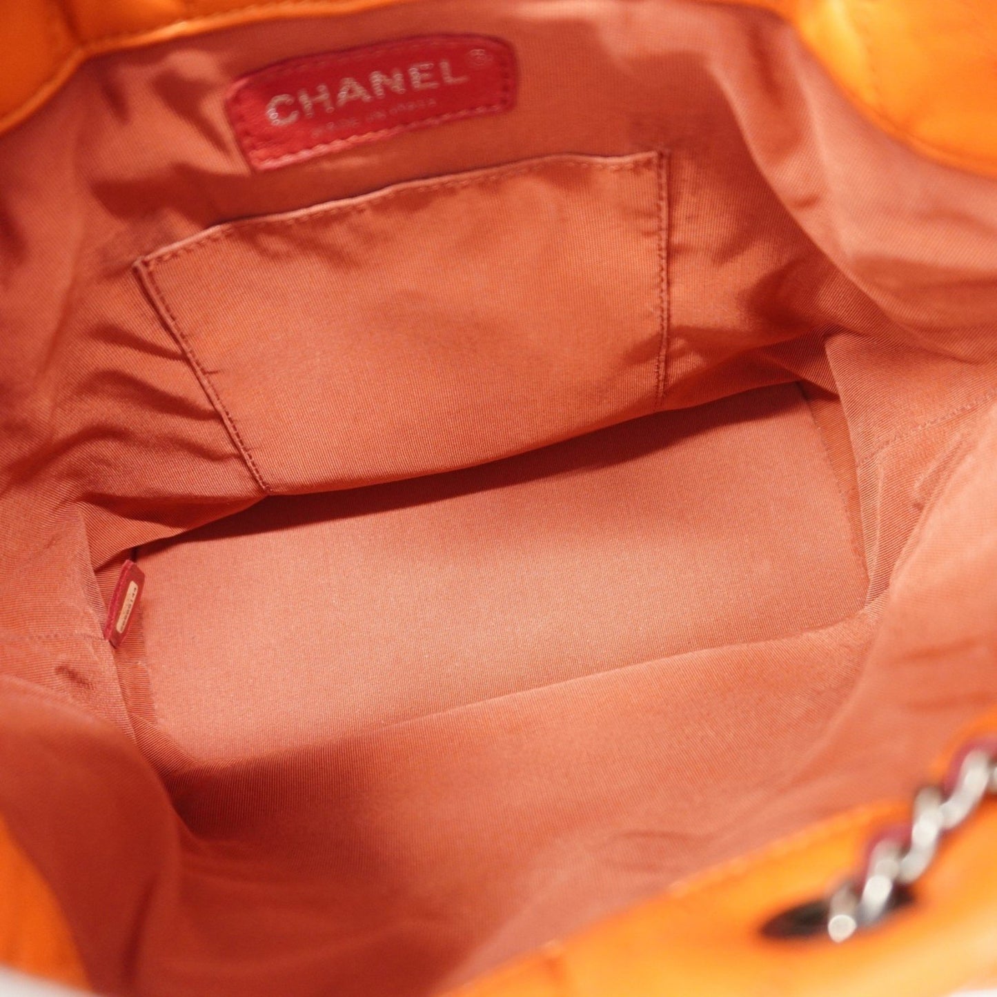 Chanel V-Stich Orange Leather Backpack Bag