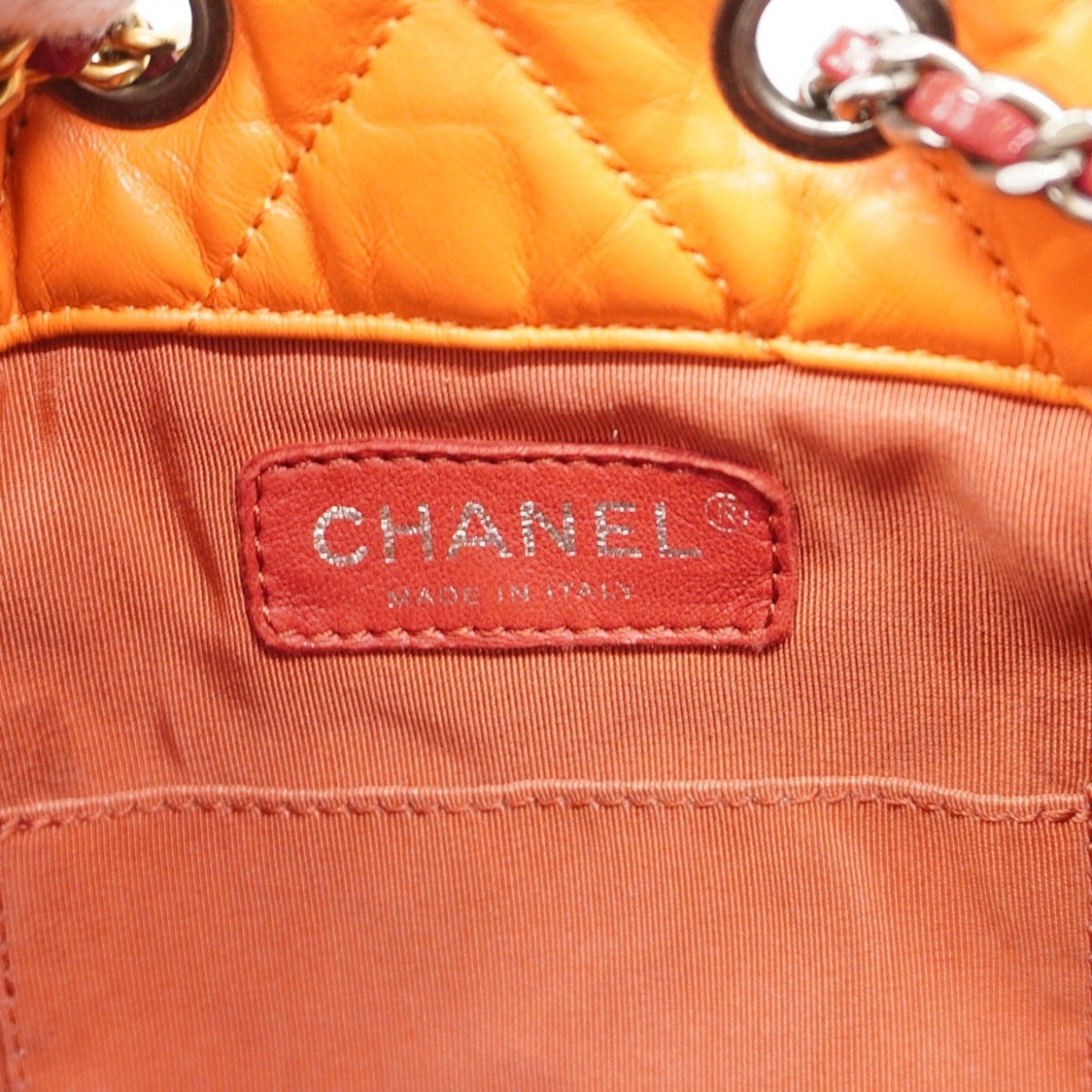 Chanel V-Stich Orange Leather Backpack Bag