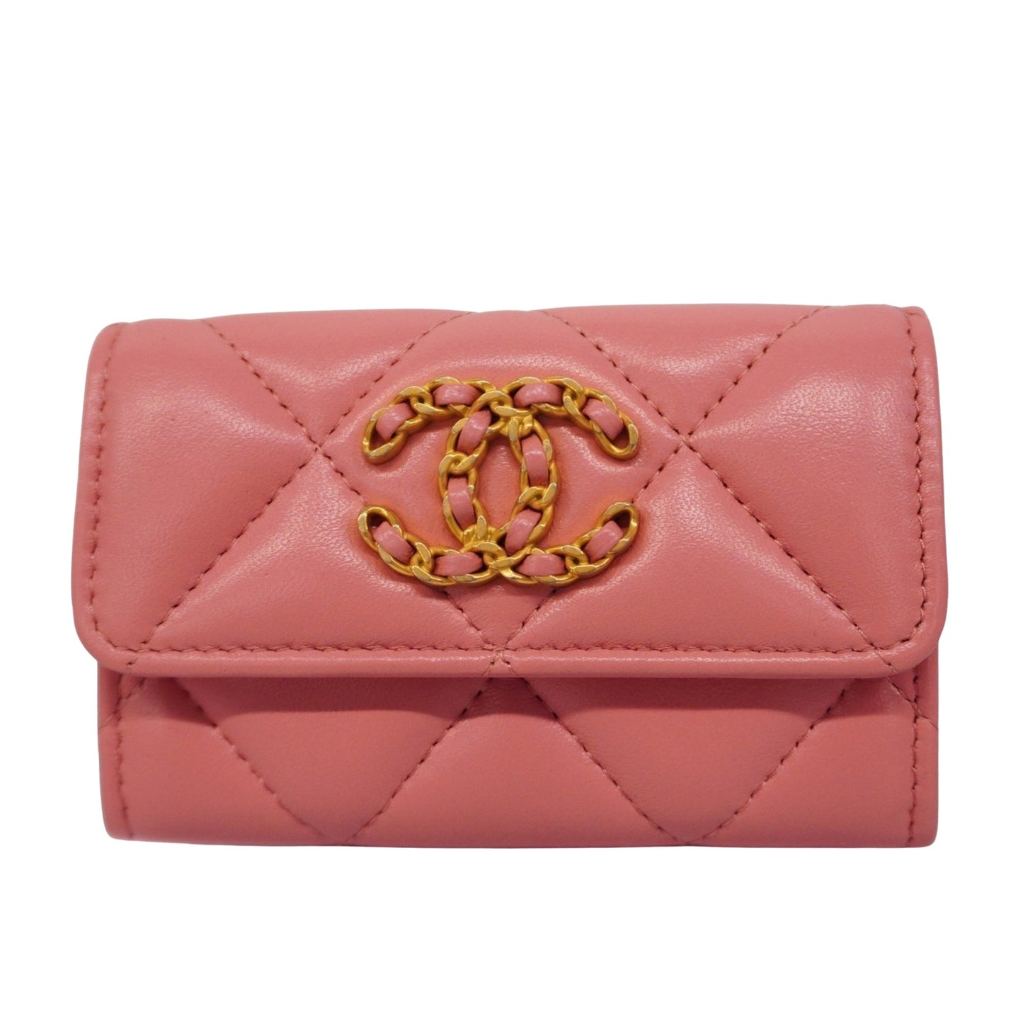 Chanel Chanel 19 Pink Leather Wallet Accessories