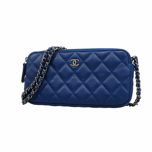 Chanel Wallet On Chain Navy Leather Shoulder Bag