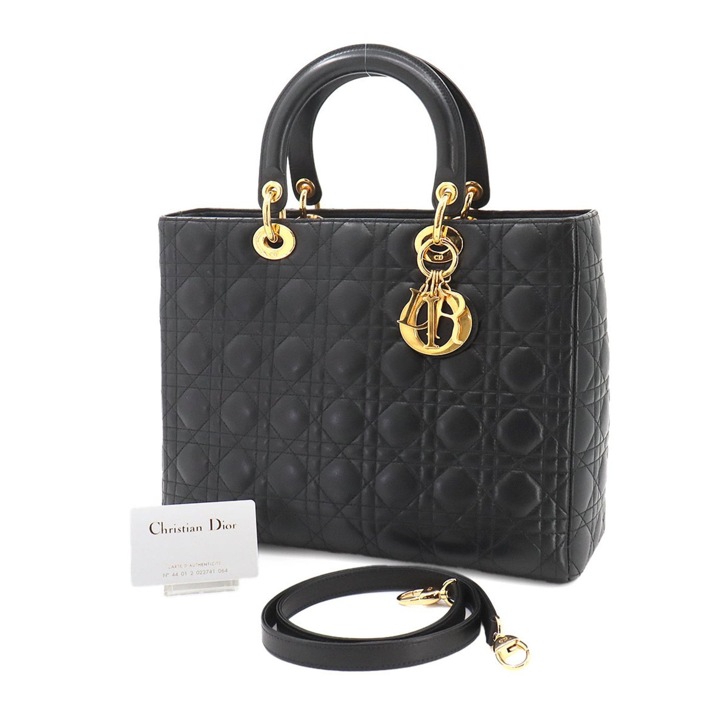 Dior Lady Dior Black Leather Hand Bag