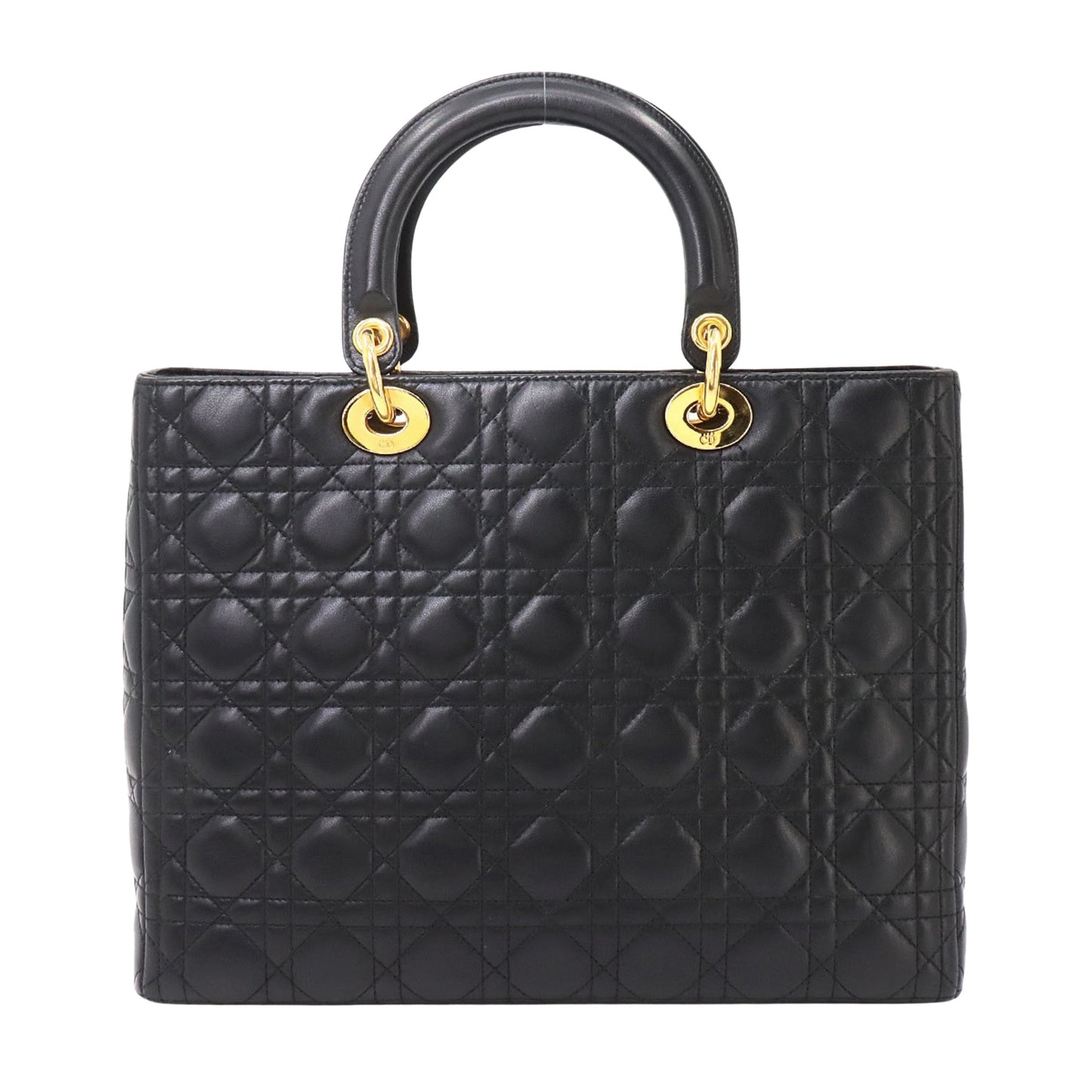 Dior Lady Dior Black Leather Hand Bag