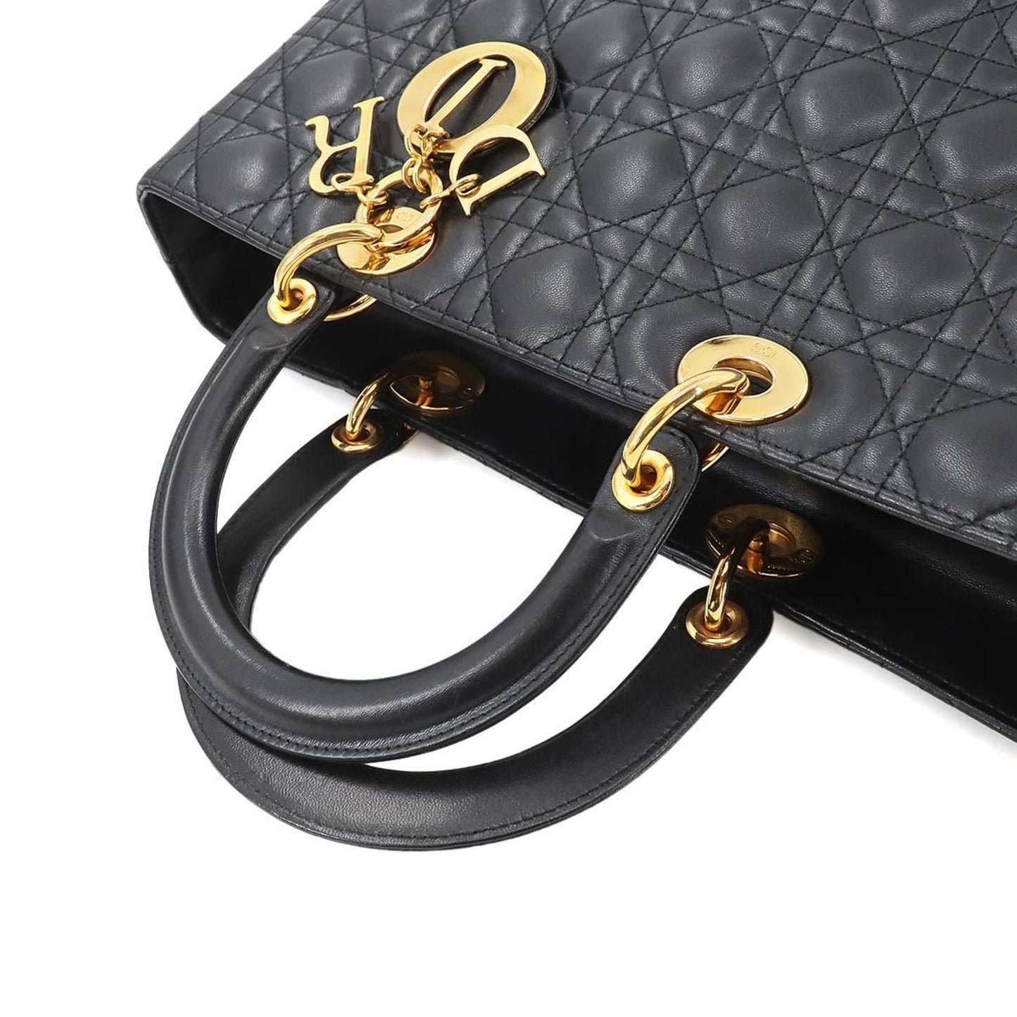 Dior Lady Dior Black Leather Hand Bag