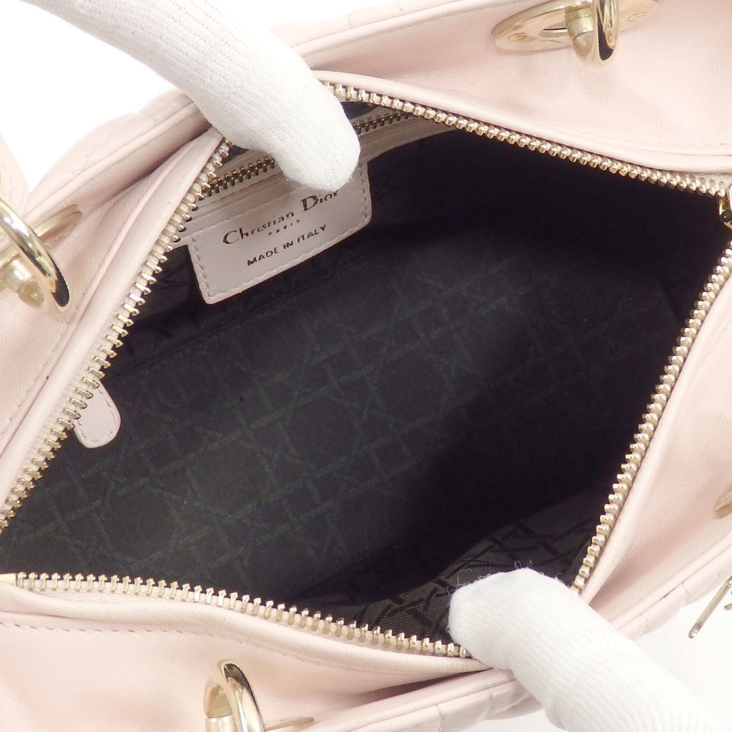 Dior Lady Dior Pink Silk Hand Bag