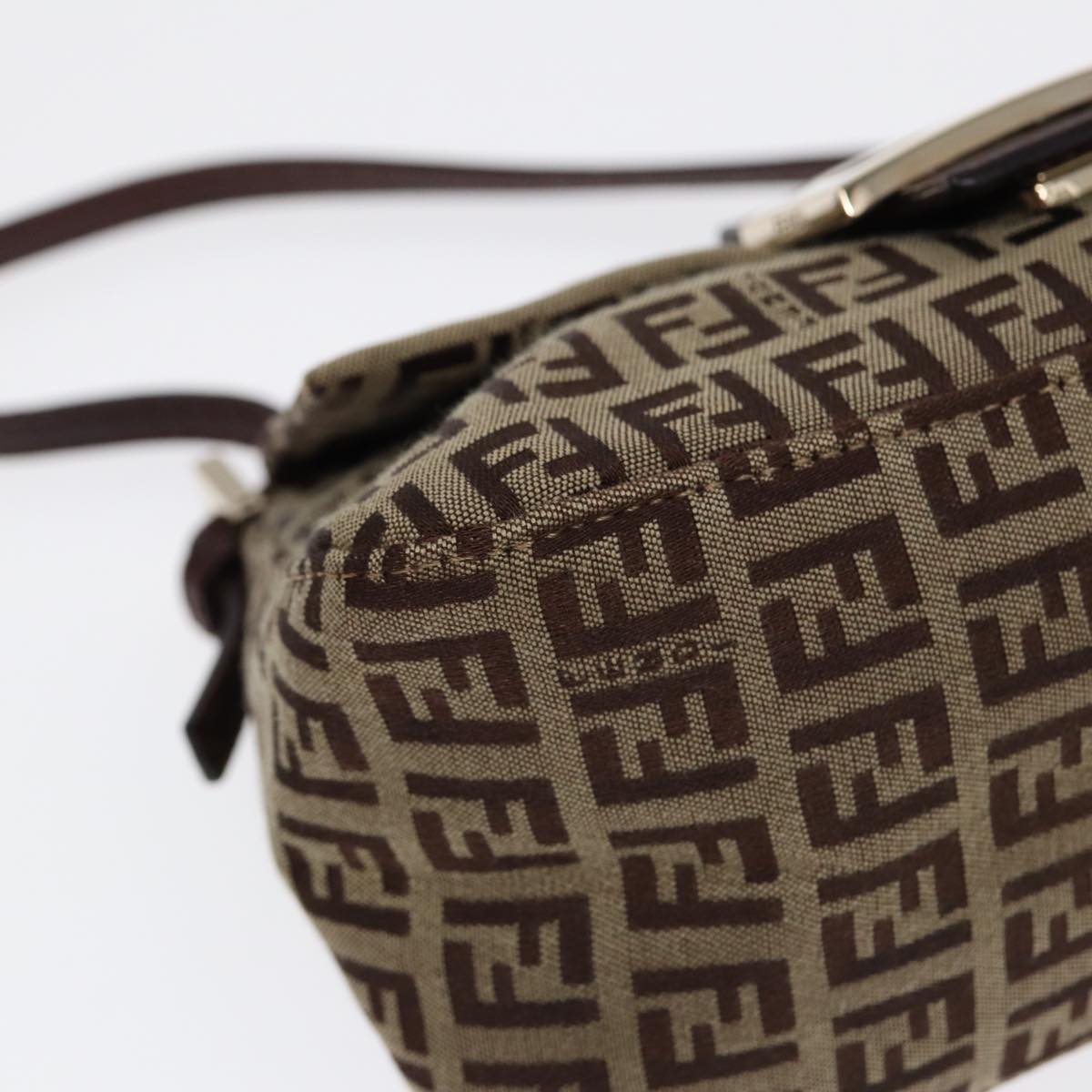 Fendi Mamma Baguette Brown Canvas Hand Bag