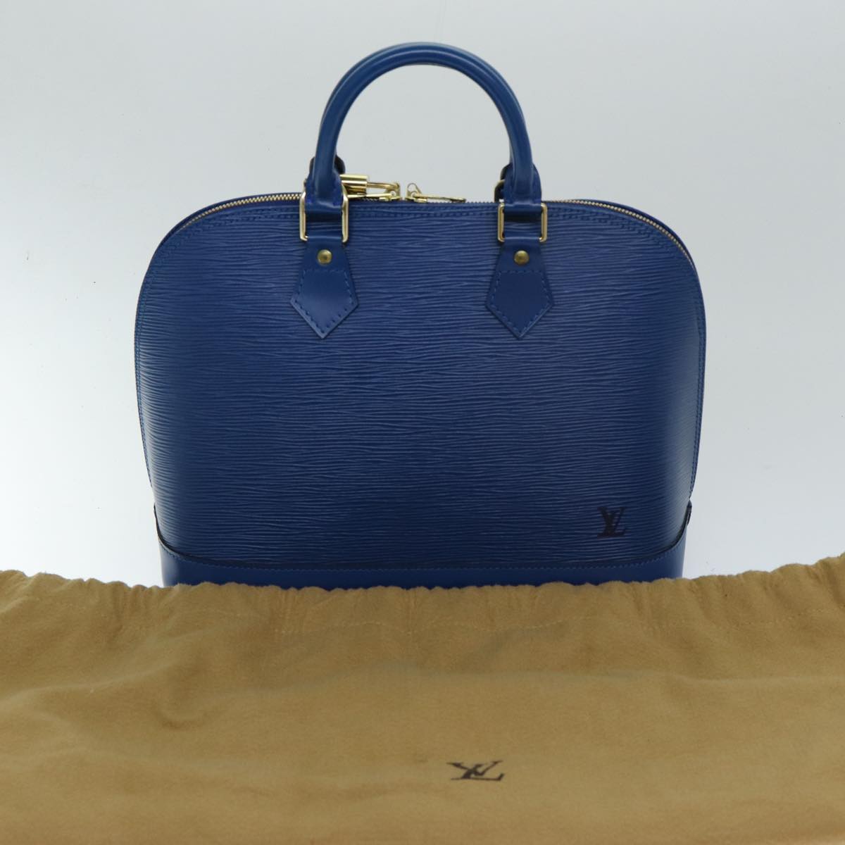 Louis Vuitton Alma Blue Leather Hand Bag