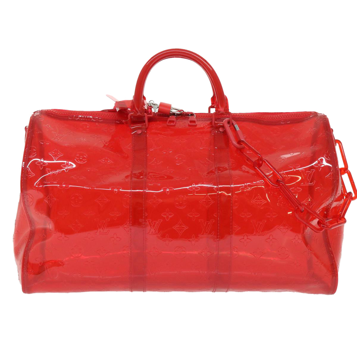 Louis Vuitton Keepall Bandouliere 50 Red Plastic Travel Bag