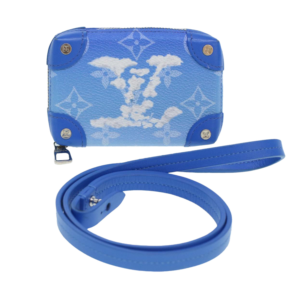 Louis Vuitton Soft Trunk Blue Leather Clutch Bag