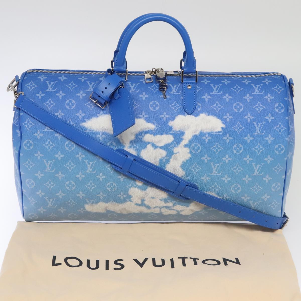 Louis Vuitton Keepall Bandouliere 50 Blue Canvas Travel Bag