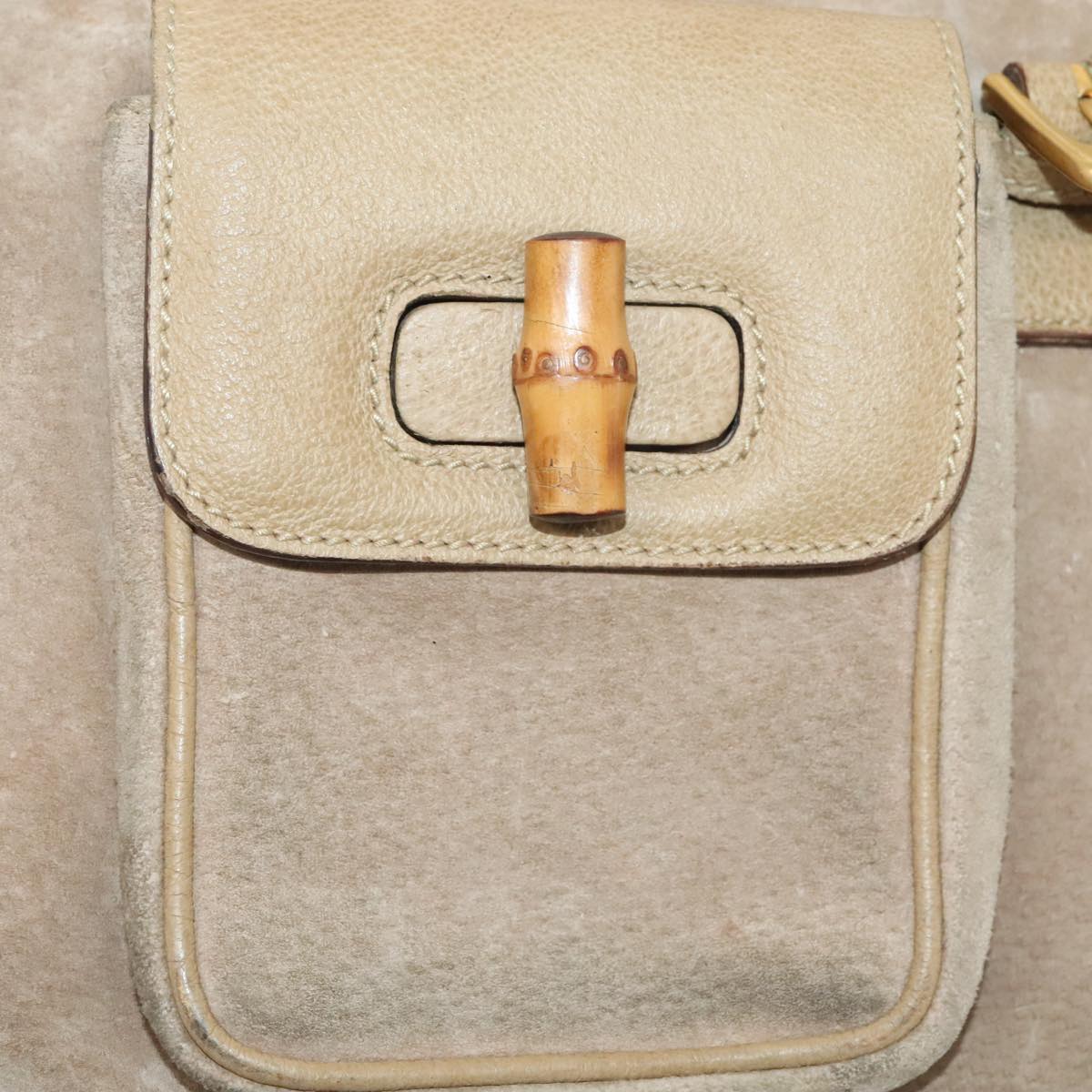 Gucci Bamboo Beige Suede Backpack Bag