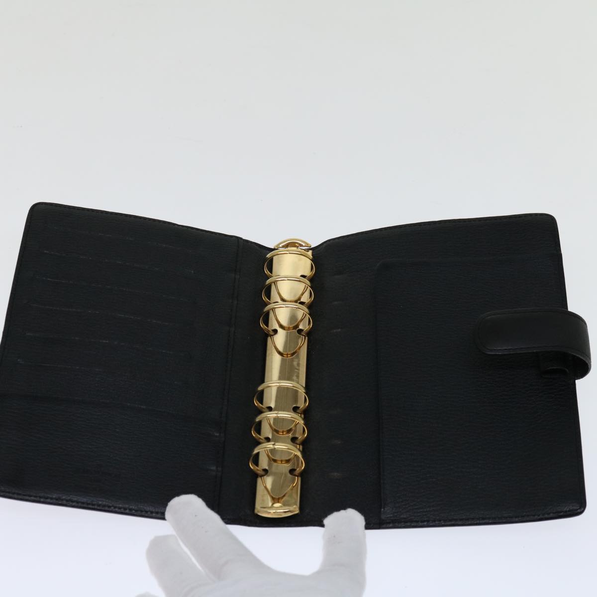 Louis Vuitton Agenda MM Black Leather Wallet Accessories