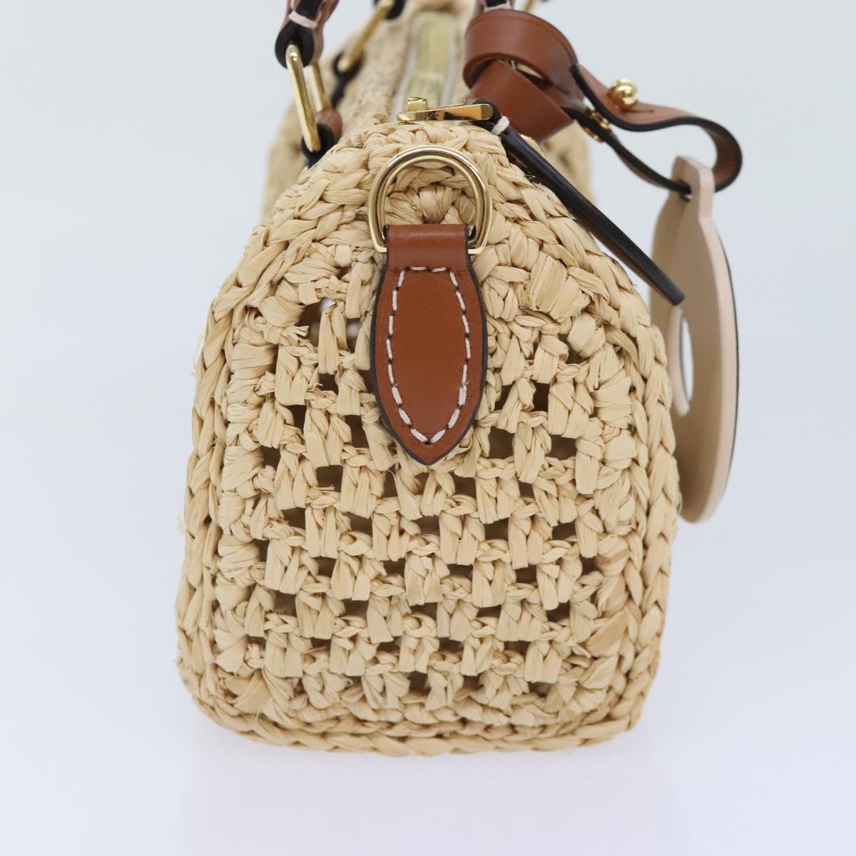 Louis Vuitton Nano Speedy Beige Synthetic Hand Bag