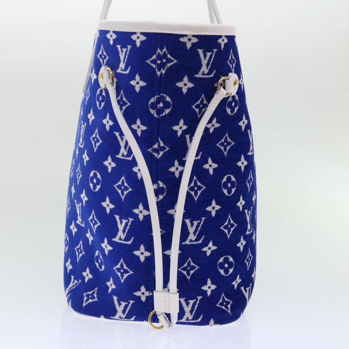 Louis Vuitton Neverfull MM Blue Leather Tote Bag