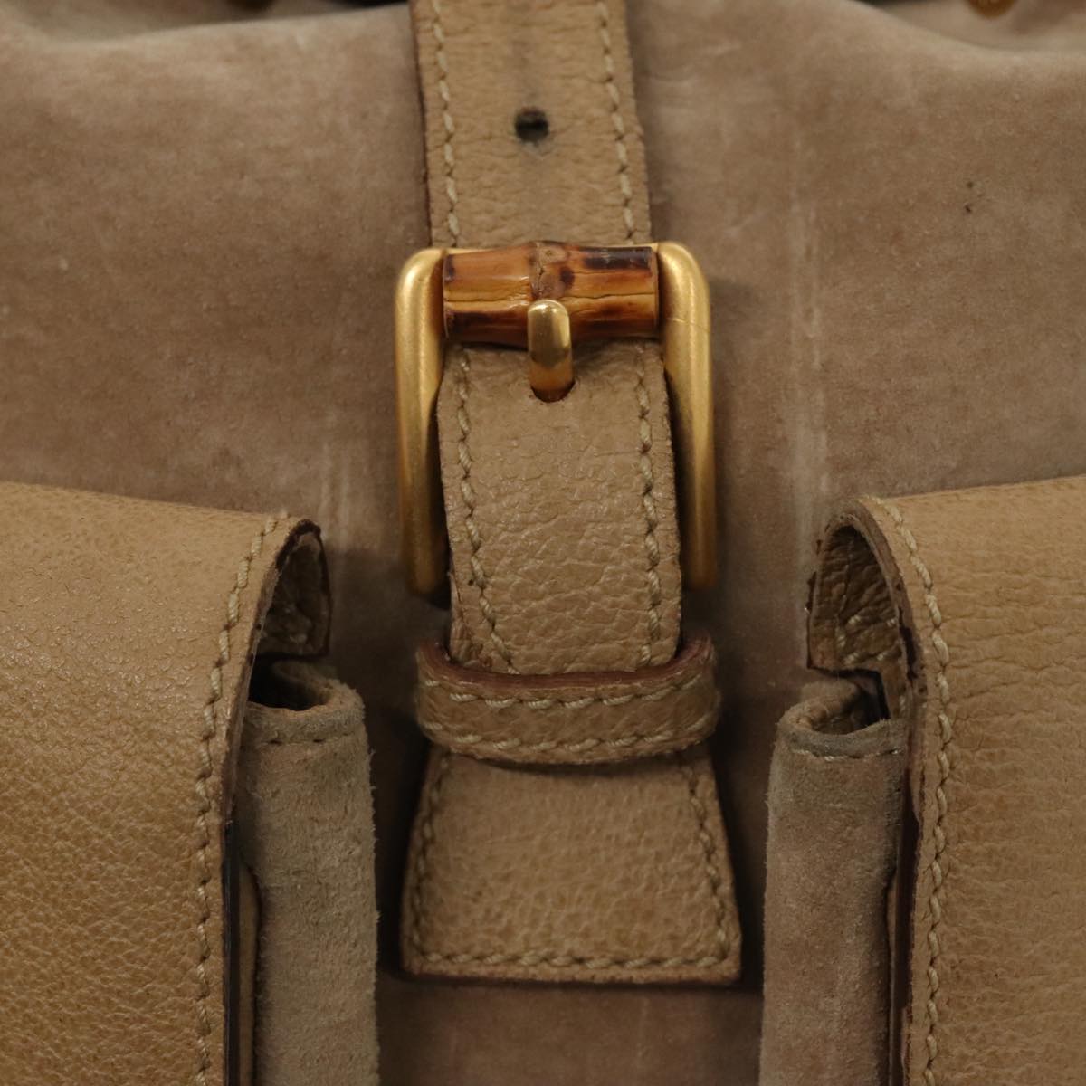 Gucci Bamboo Beige Suede Backpack Bag