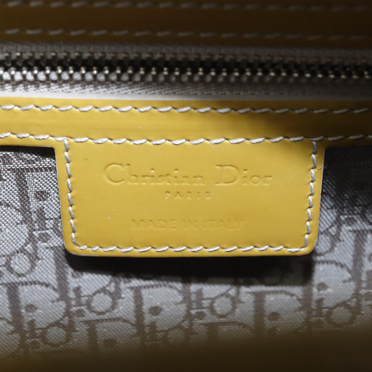 Dior Lady Dior Yellow Patent Leather Hand Bag